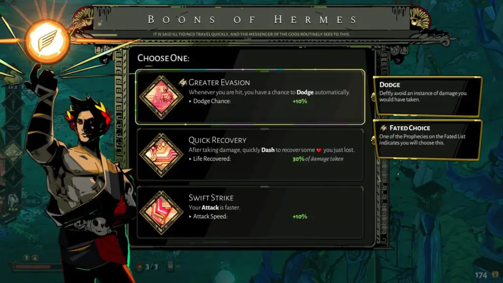 The scroll icon indicator on the Boon Selection Menu in Hades